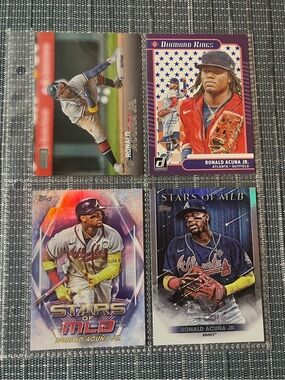 ⚾️ Ronald Acuna Jr Panini/Topps MLB Baseball Trading Sports Cards, Set of 4